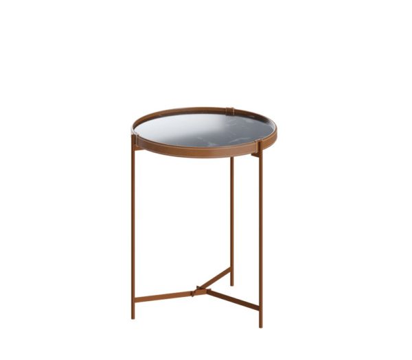 Mesa Lateral Aqua Imcal Efeito Mármore Black/Cobre