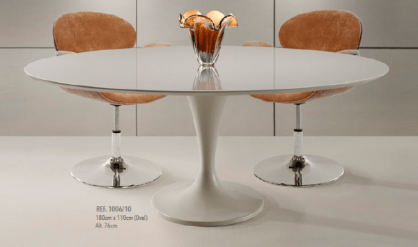 Mesa Oval 180x110 com Vidro Laca Fendi