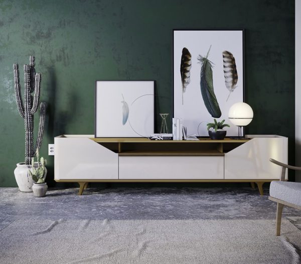 Rack Arc 2 Gavetas Off White/Nature  Larg 1,80 cm - Image 2