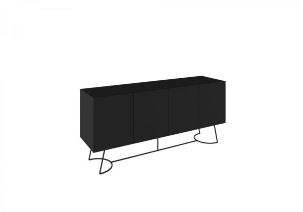 Balção Buffet Sicilia Largura 1,70 Preto Fosco