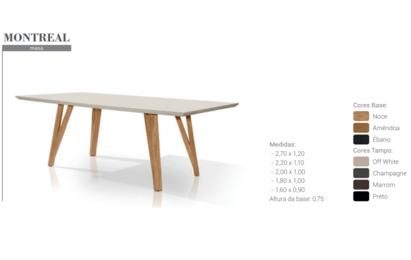 Mesa Montreal Retangular 180x090 Off White /Freijó - Image 2