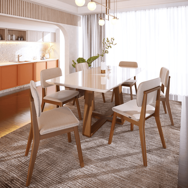 Mesa Wood 1.80  Com Vidro Barril Off White /Nature - Image 3